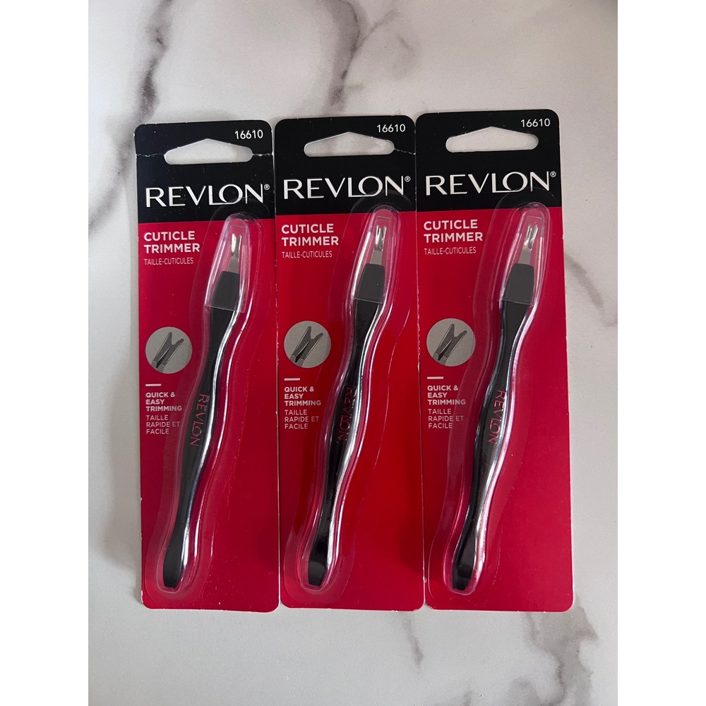 Lot of 3 Revlon Cuticle Trimmer with Cap 16610 Black Quick & Easy Trimming V-Tip